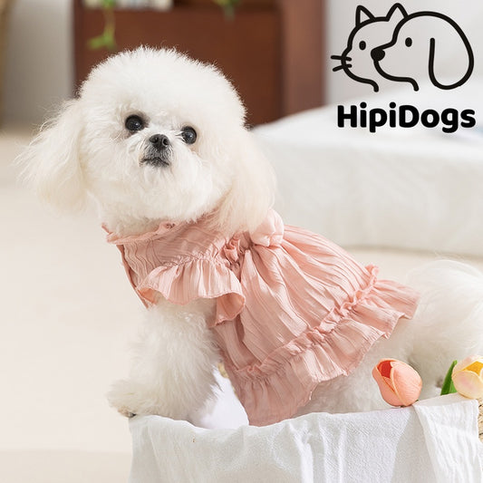 Pink Dog Harness Dress – Lightweight Ruffle Summer Fit