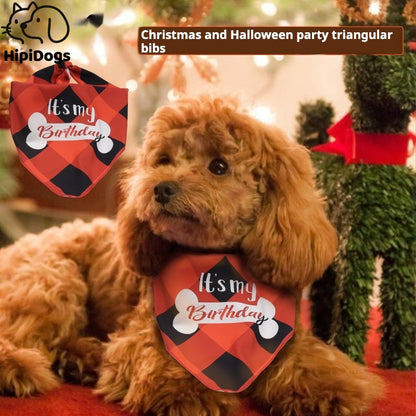 Festive Dog Bandana Bib – Soft & Absorbent Triangle Scarf for Dogs