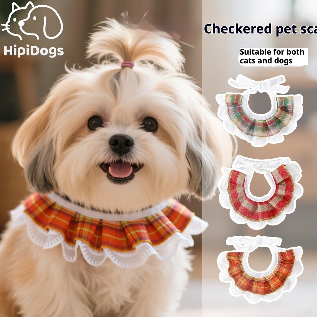 Heart-Shaped Lace Pet Bib Scarf for Cats & Dogs – Cute Princess Collar for Small Pets