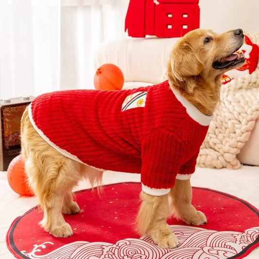 Red Fleece Dog Sweater for Large Dogs Warm Cozy Puppy Jacket 3XL–8XL