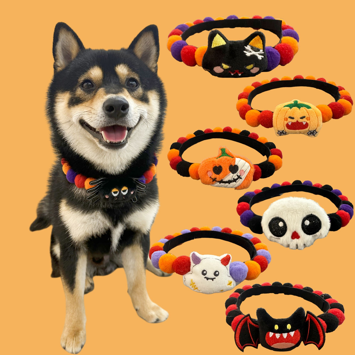 Halloween Dog Collar – Pumpkin Bat Skull Spider Pet Collar for Dogs & Cats