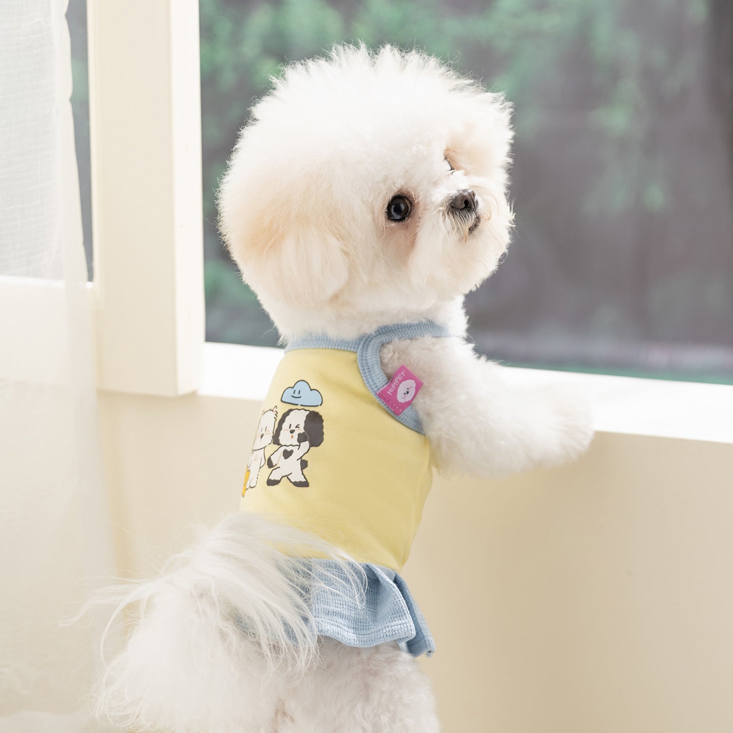 Cute Pleated Dog Dress – Soft Cartoon Puppy Dress for Small Dogs Spring Summer Pet Clothes