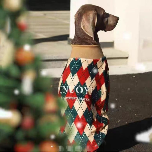 Warm Dog Sweater for Winter – Soft Plaid Dog Pullover Jacket for Medium Large Dogs