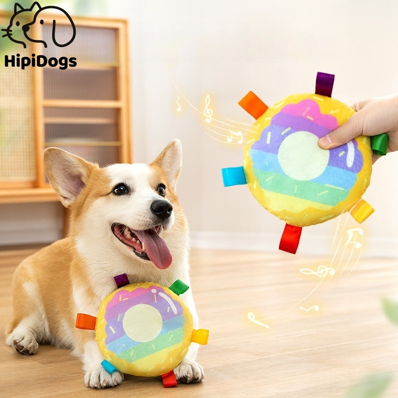Colorful Pet Plush Frisbee Toy - Durable, Interactive Dog Toy for Fetch and Play