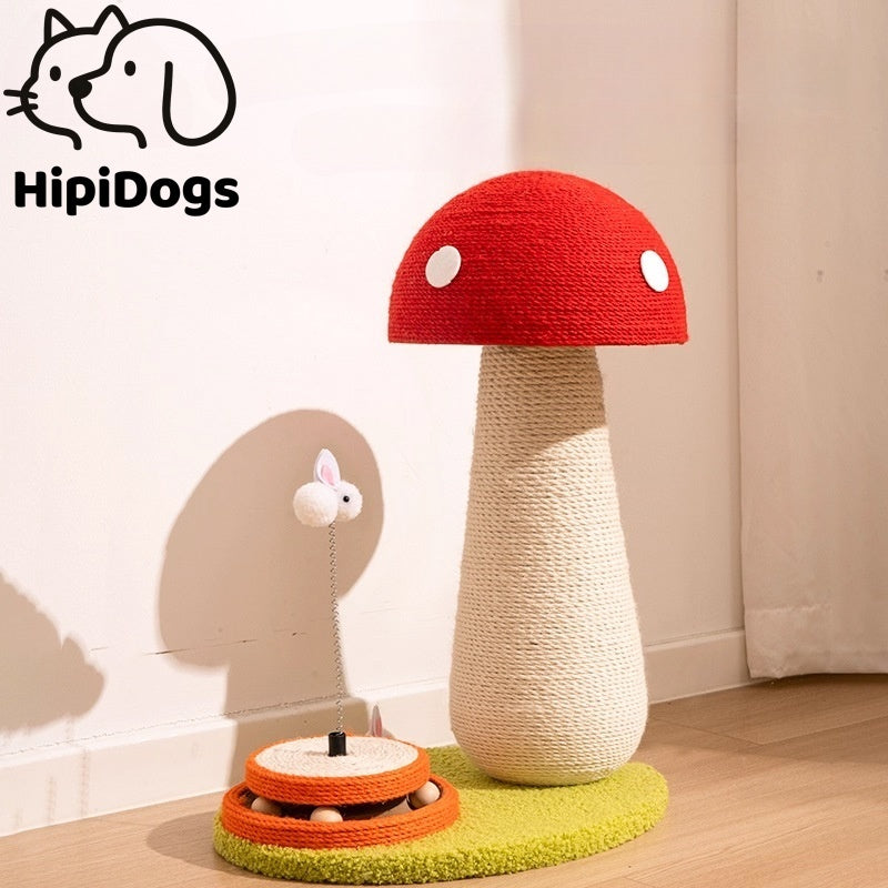 Interactive Mushroom Cat Scratcher with Playful Bunny Toy