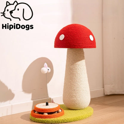 Interactive Mushroom Cat Scratcher with Playful Bunny Toy