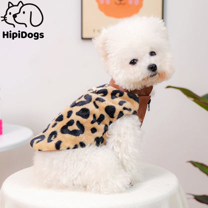 Leopard Print Dog Coat – Warm and Stylish Pet Jacket for Small Dogs