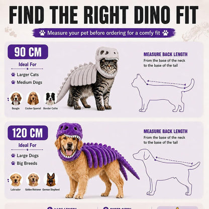 Dinosaur Skeleton Halloween Costume for Cats & Dogs – Funny Pet Costume with 3D Bones