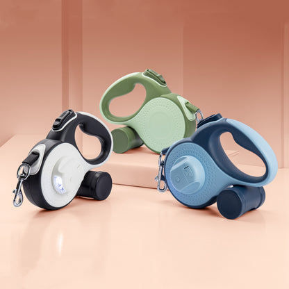 Retractable Dog Leash with Built-In LED Light & Waste Bag Holder