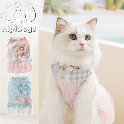 HipiDogs Vintage Floral Princess Dress for Dogs & Cats