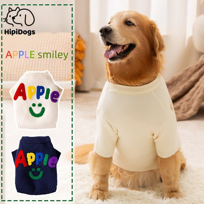 Apple Smiley Dog Sweater for Large Dogs Soft Colorful Puppy Clothes 3XL–8XL