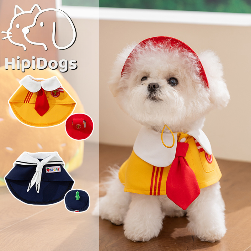 HipiDogs School Style Pet Outfit with Matching Hat