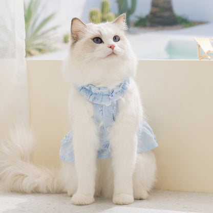 Cute Cat Harness Dress – Floral Adjustable Outfit with Leash Ring