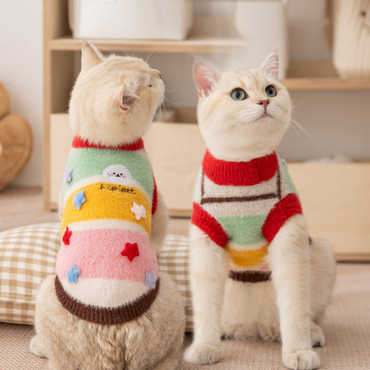 Striped Colorblock Sweater for Cats – Soft, Warm & Stylish Knitwear