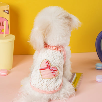 Cute Lace Heart Dog Harness Vest – Breathable Summer Fit