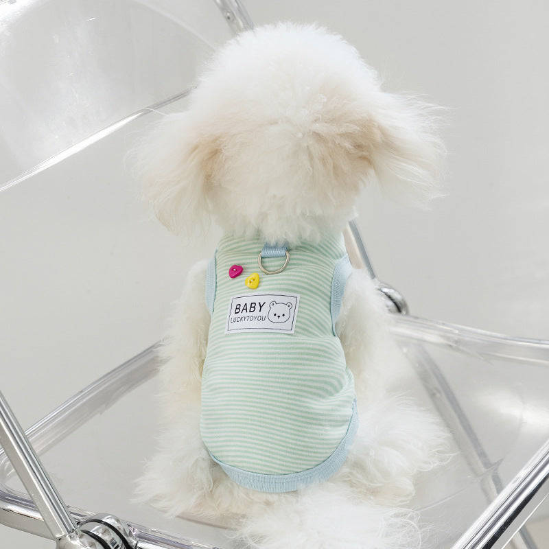 Cute Striped Dog Harness Vest – Breathable Fit with D-Ring