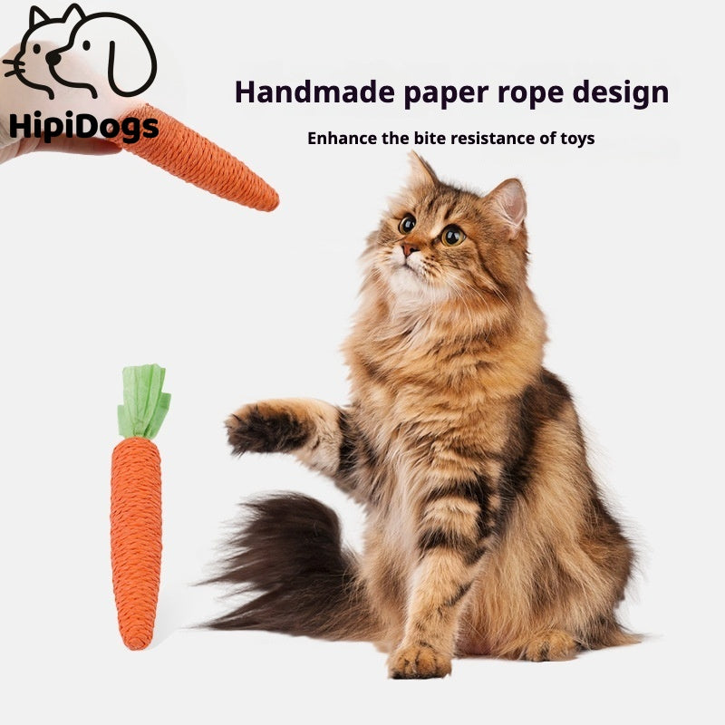 Handmade Paper Rope Carrot Toy  – Durable and Bite-Resistant Design