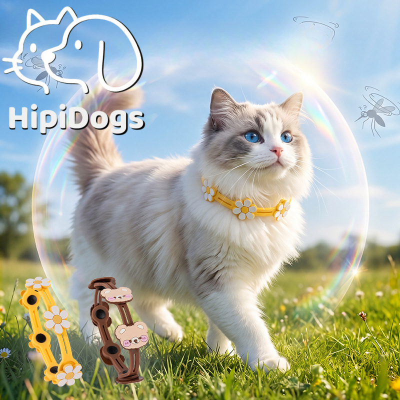 HipiDogs Adjustable Flea & Mosquito Repellent Pet Collar | Waterproof Silicone Collar for Dogs & Cats