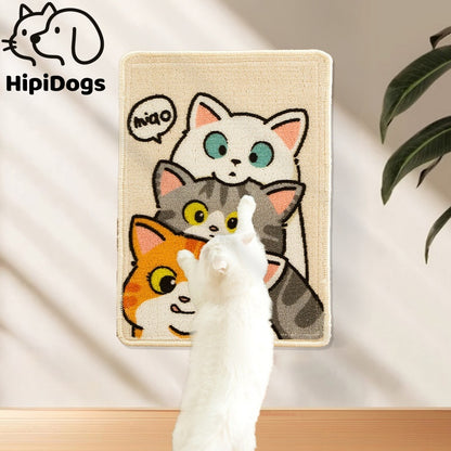 Wall-mounted Cat Scratching Mat with Cute Cat Design