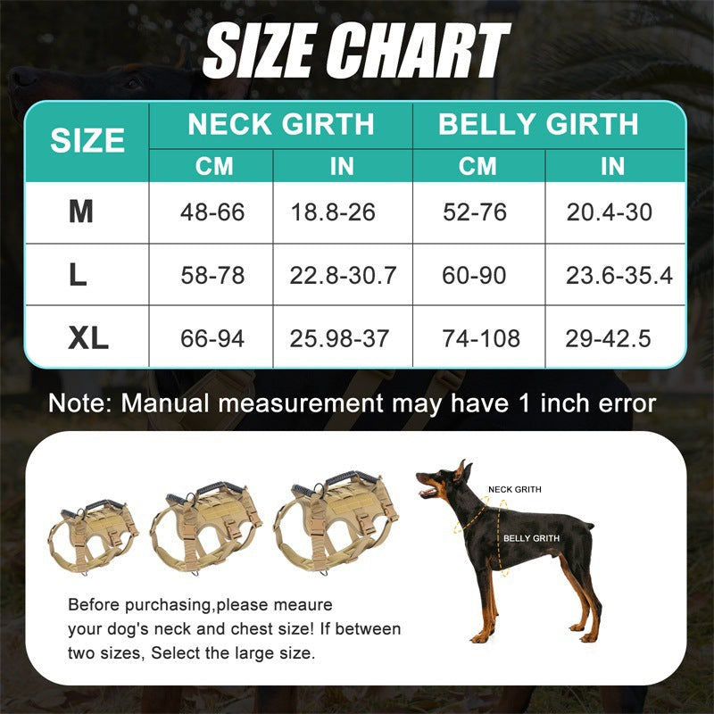 Tactical Dog Harness Military 1050D Nylon – Heavy Duty No Pull Dog Harness with Handle for Large Dogs