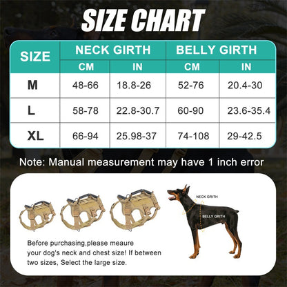 Tactical Dog Harness Military 1050D Nylon – Heavy Duty No Pull Dog Harness with Handle for Large Dogs
