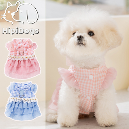 HipiDogs Gingham Princess Dog Dress