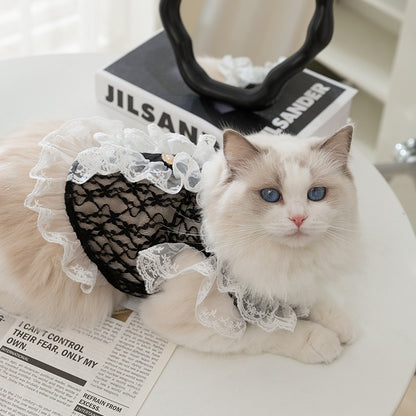 HipiDogs Lace Cat Harness Dress – Elegant Vintage Style