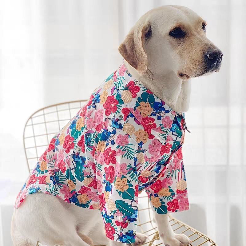 HipiDogs Hawaiian Dog Shirt – Floral Breathable Summer Fit
