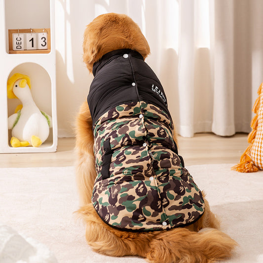 Camouflage Dog Jacket for Large Dogs Warm Stylish Puppy Clothes 3XL–8XL