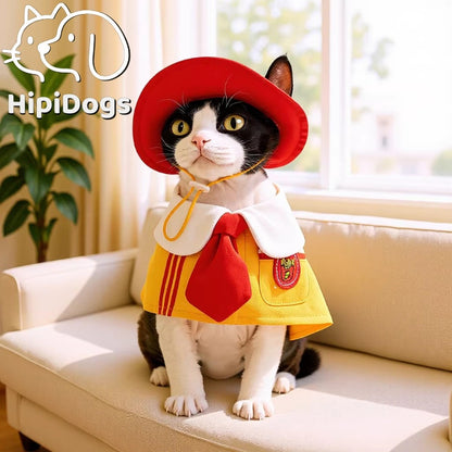 HipiDogs School Style Pet Outfit with Matching Hat