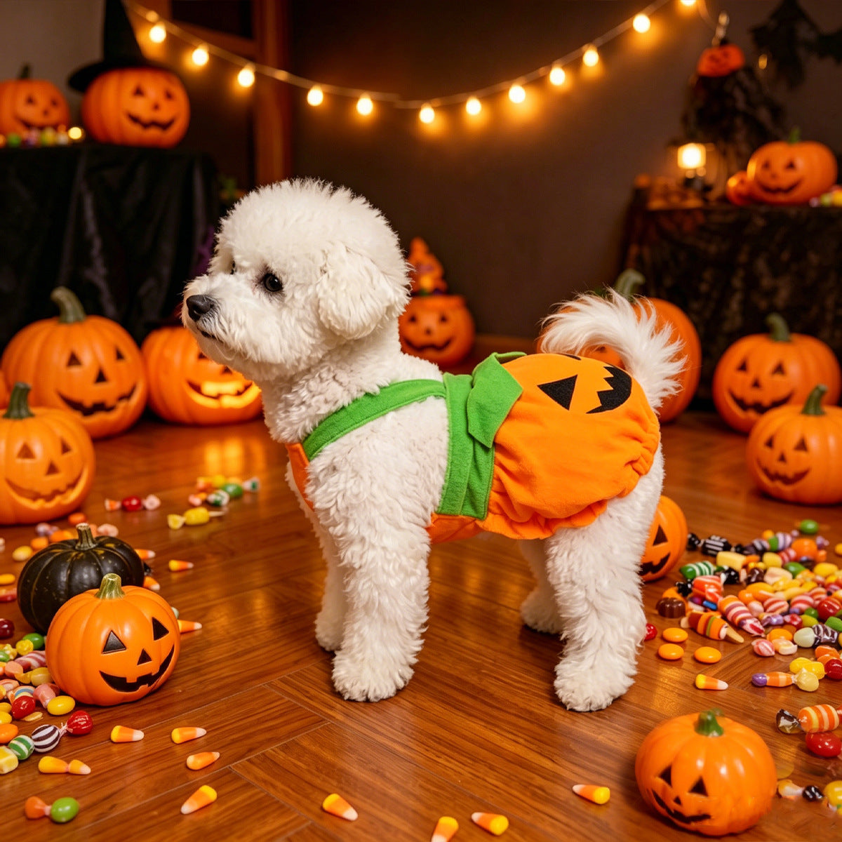 Pumpkin Dog Costume – Jack O’ Lantern Halloween Costume for Small Dogs