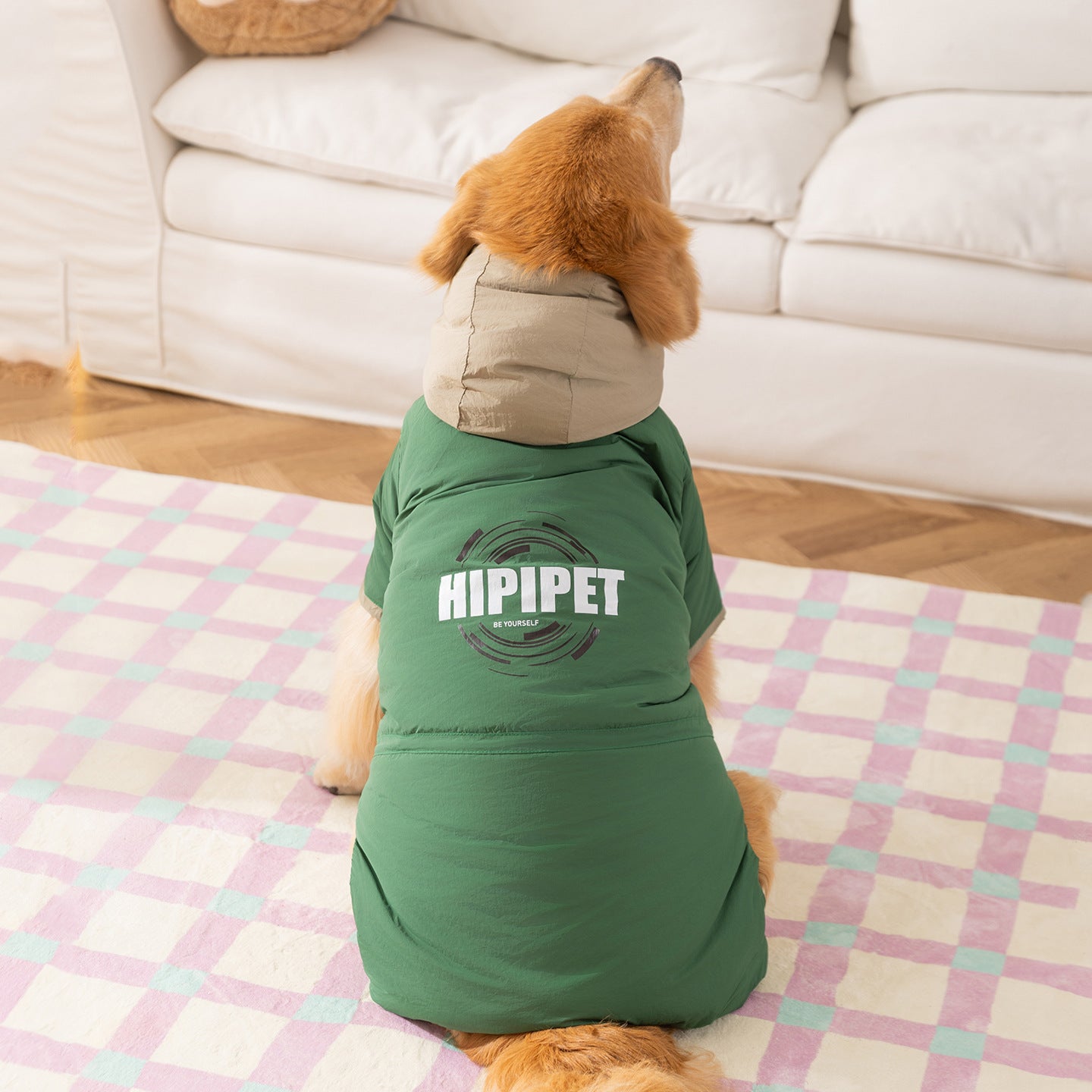 Green Puffer Dog Jacket for Large Dogs Warm Comfortable Puppy Coat 3XL–8XL