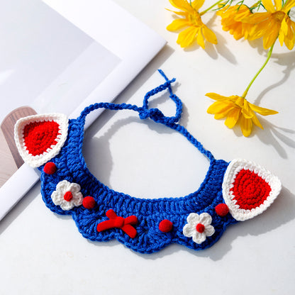 Handmade Flower Cat Collar | Cute Knitted Pet Collar for Cats & Small Dogs | Boho Crochet Pet Necklace | HipiDogs
