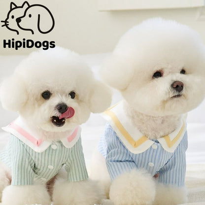 Cute Striped Dog Shirt with Collar – Soft Breathable Puppy Blouse for Small Dogs Spring Summer Clothes