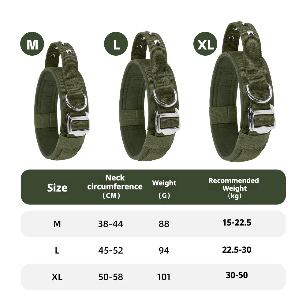 Heavy Duty Tactical Dog Collar – Adjustable Military Style Dog Collar with Metal Buckle for Medium Large Dogs