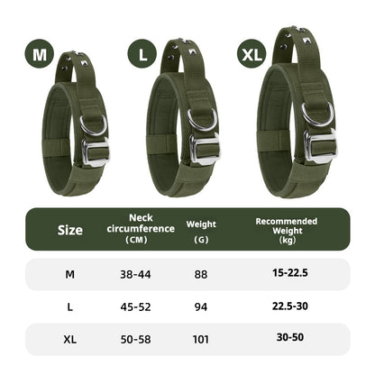 Heavy Duty Tactical Dog Collar – Adjustable Military Style Dog Collar with Metal Buckle for Medium Large Dogs