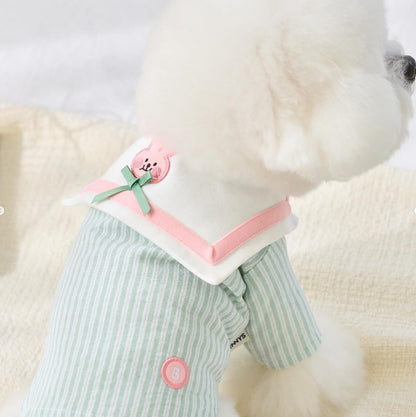 Cute Striped Dog Shirt with Collar – Soft Breathable Puppy Blouse for Small Dogs Spring Summer Clothes