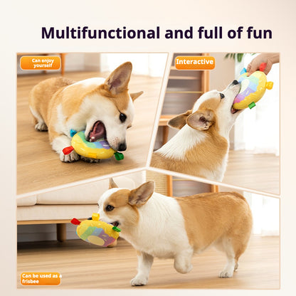 Colorful Pet Plush Frisbee Toy - Durable, Interactive Dog Toy for Fetch and Play