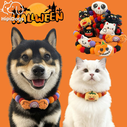 Halloween Dog Collar – Pumpkin Bat Skull Spider Pet Collar for Dogs & Cats