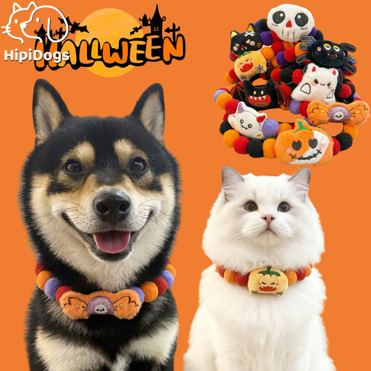 Halloween Dog Collar – Pumpkin Bat Skull Spider Pet Collar for Dogs & Cats