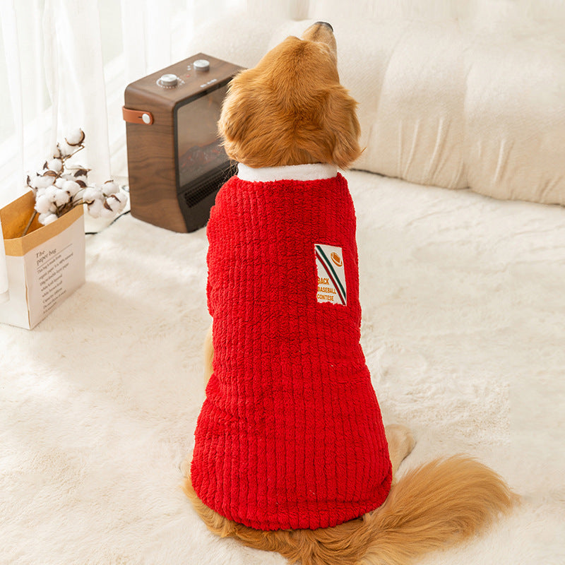 Red Fleece Dog Sweater for Large Dogs Warm Cozy Puppy Jacket 3XL–8XL