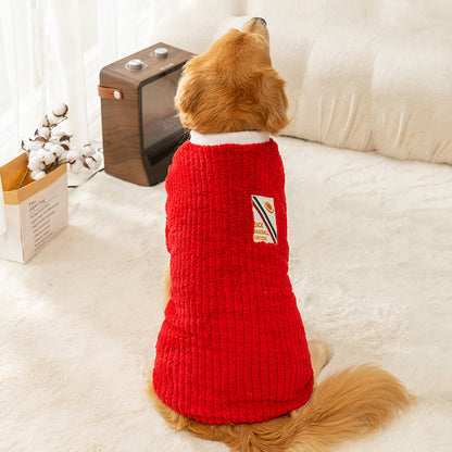 Red Fleece Dog Sweater for Large Dogs Warm Cozy Puppy Jacket 3XL–8XL