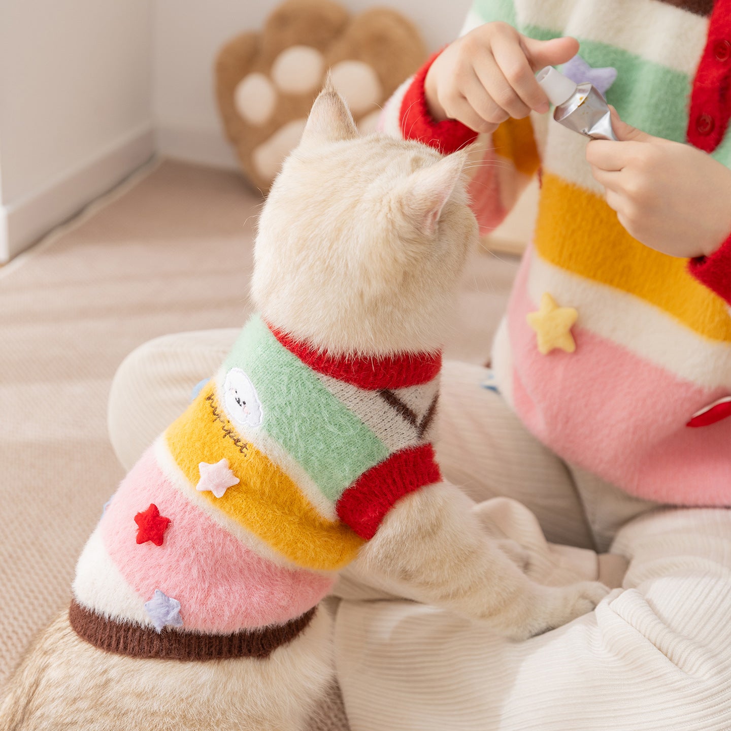 Striped Colorblock Sweater for Cats – Soft, Warm & Stylish Knitwear