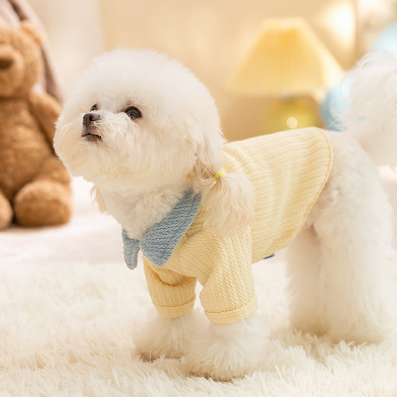Striped Plush Hooded Dog Sweater – Warm Winter Hoodie Coat for Small Dogs, Soft Fleece Puppy Outfit