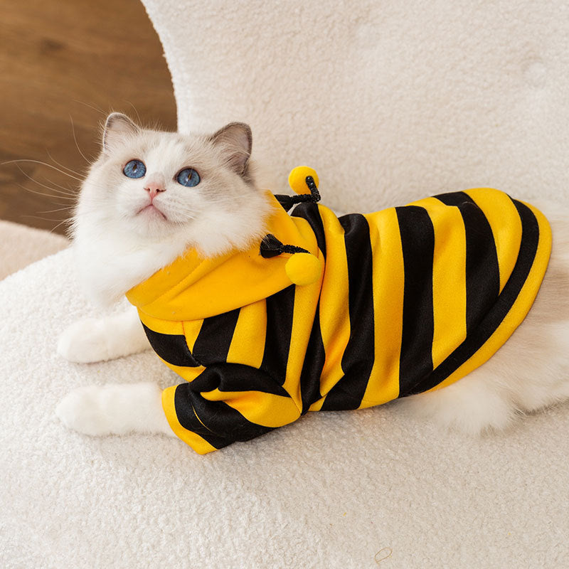 Little Bee Clothes for Cats – Cute Bee Hoodie with Antennas