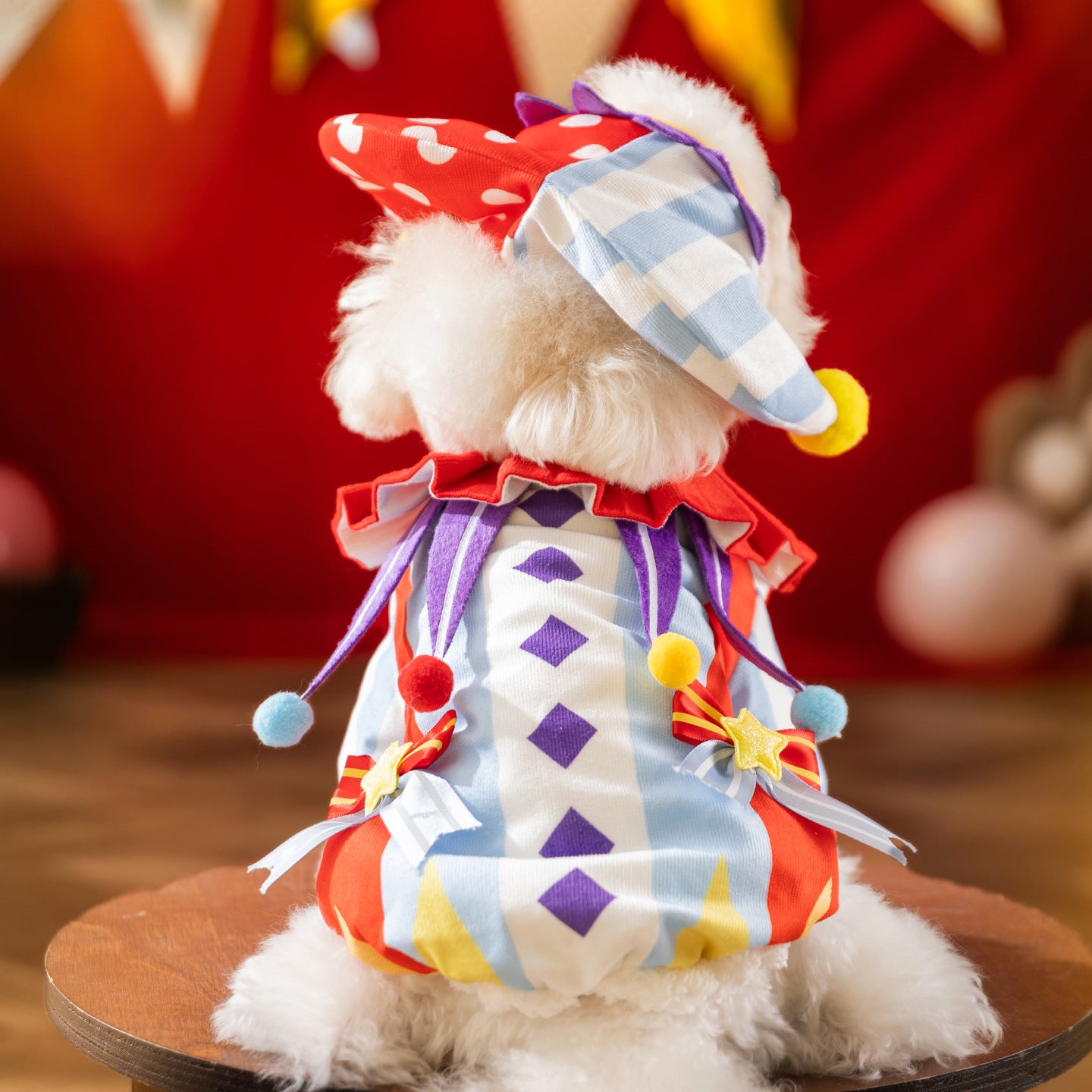 Clown with Hat Transformation Costume for Small Dogs