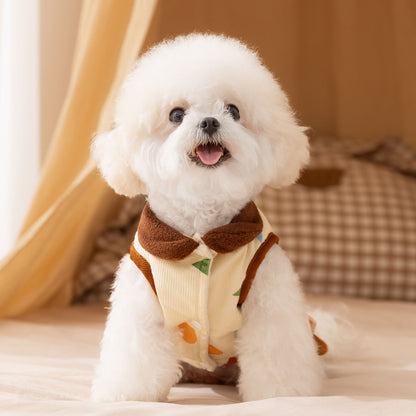 Cute Pattern Vest Dress with Harness for Small Dogs