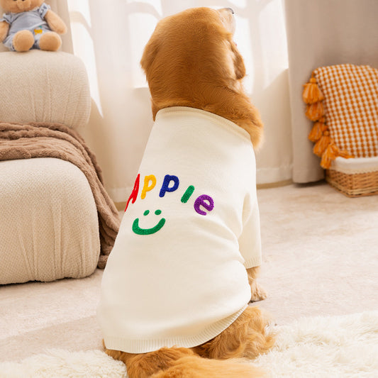 Apple Smiley Dog Sweater for Large Dogs Soft Colorful Puppy Clothes 3XL–8XL