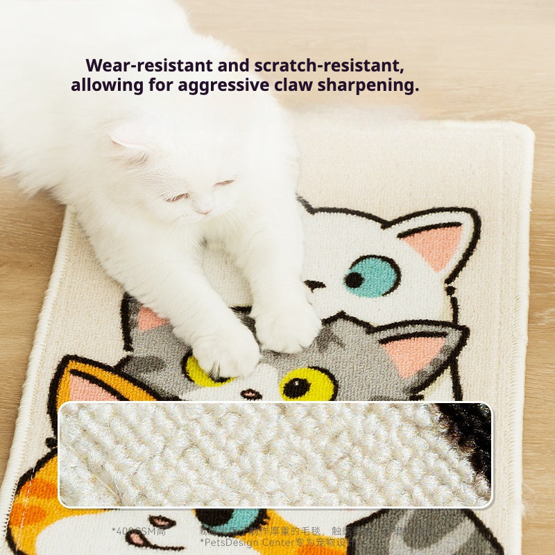 Wall-mounted Cat Scratching Mat with Cute Cat Design