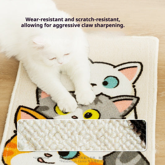 Wall-mounted Cat Scratching Mat with Cute Cat Design